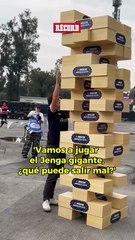 El piloto mexicano Andrés Pérez de Lara casi es aplastado por torre gigante de Jenga durante la NASCAR