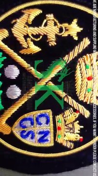 Officers Uniform Hand Embroidered Blazer Badge, Custom Bullion Metallic Wire Handmade Blazer Badges