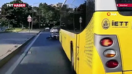 Aynı yerde 2 İETT otobüsü kazası: O anlar kamerada