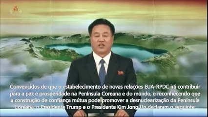 Anúncio da Declaração Conjunta RPDC-EUA pela Televisão Central da Coreia
