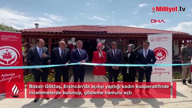 Bakan Göktaş, kadın kooperatifi açılışında oklavayla hamur açtı