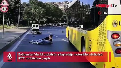 Aynı yerde 2 İETT otobüsü kazası! Motosikletteki 3 kişilik aile ölümden döndü