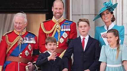 Prince George nudges Louis for waving on Buckingham Palace balcony