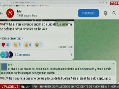 Misión Verdad comparte a través de Telegram algunos hechos que ocurren entre Israel e Irán