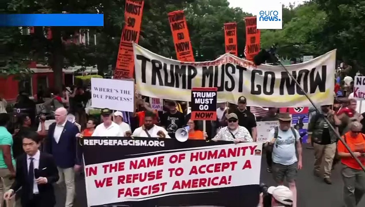 Trump hosts military parade for US Army anniversary amid 'No Kings' protests across the country