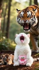 Cat Hits Tiger Cub 😱 #shorts #animation #funnyanimation #tiger #catvstiger #wildlife #cartoon