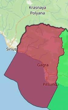 Map of Gagra District. Peta Distrik Gagra. Gagra District Map. Map of District of Gagra. District of Gagra Map. Гагра араион ахсаала. გაგრის რაიონის რუკა. Карта Гагрского района. Carte du district de Gagra. Mapa do distrito de Gagra. Карта Гагрскага раёна