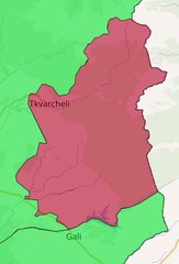 Map of Tkvarcheli District.Peta Distrik Tkvarcheli. Tkvarcheli District Map. Map of District of Tkvarcheli. District of Tkvarcheli Map. Тҟәарчели араион ахсаала. ტყვარჩელის რაიონის რუკა. Карта Ткварчельского района. Carte du district de Tkvarcheli
