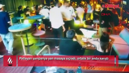 Şampanya yan masaya sıçradı silahlar patladı