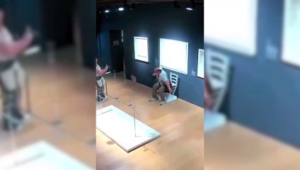 A man accidentally sits on Van Gogh's chair