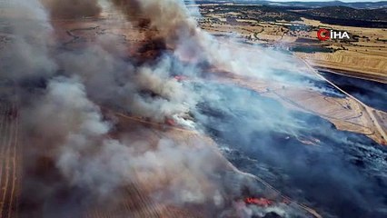 Kula’da ekili arazide büyük yangın