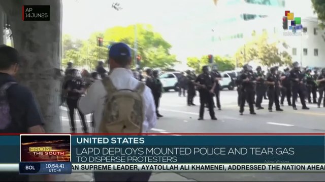 United States, LAPD deploys mounted police and tear gas to disperse protesters