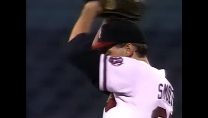 John Smoltz fans Franklin Stubbs for his fourth strikeout of the game as he finishes a complete-game (7/23/90)