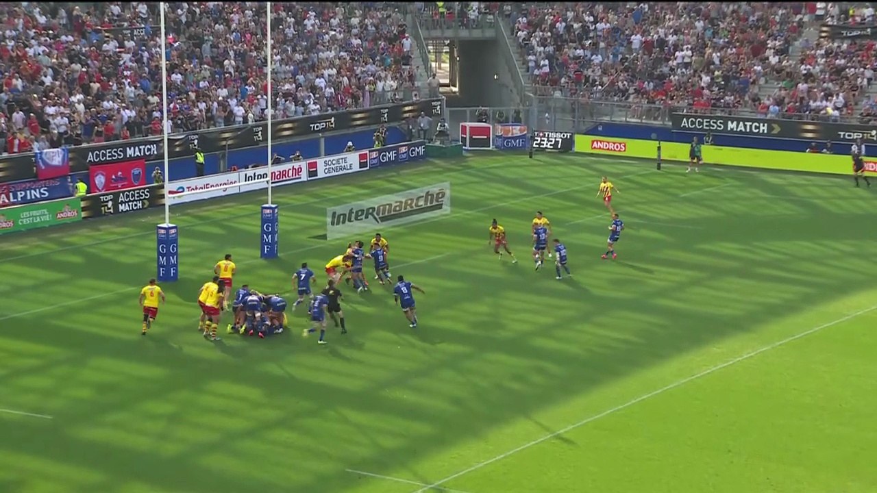 TOP 14 - Essai de Thomas LAINAULT (FCG) - FC Grenoble Rugby - USA Perpignan