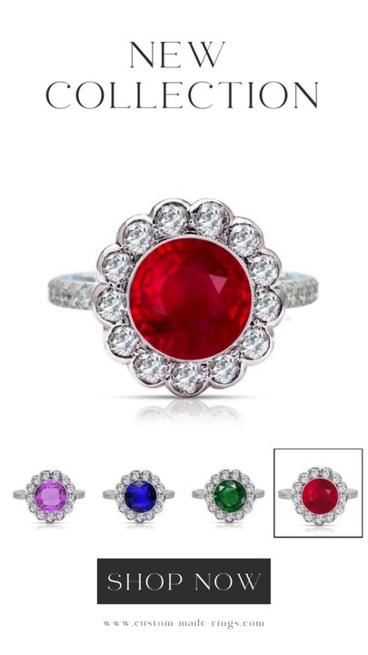 1214 custom made vintage inspired sapphire and diamond floral halo engagement rings