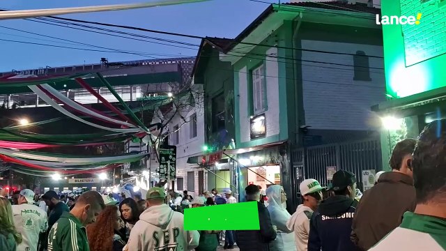 Torcedores do Palmeiras decoram as ruas do Allianz Parque antes de Palmeiras e Porto