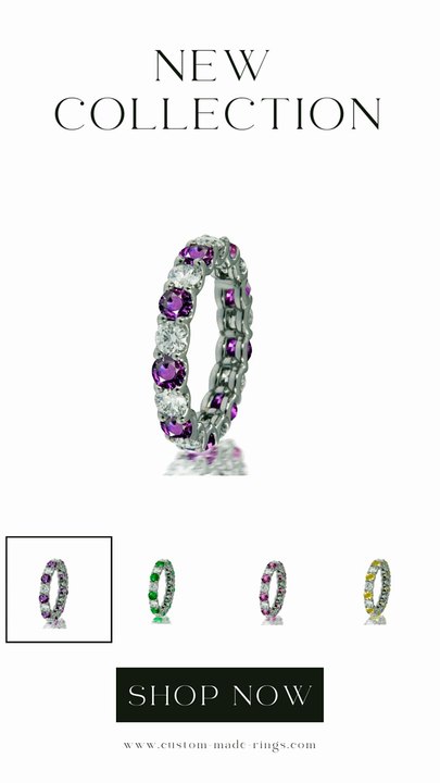 187 custom Elegant round cut Sapphire & Diamond Eternity Band – Stackable Wedding Anniversary Ring