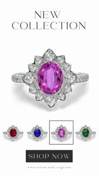 1207 custom made vintage inspired sapphire and diamond floral halo engagement rings