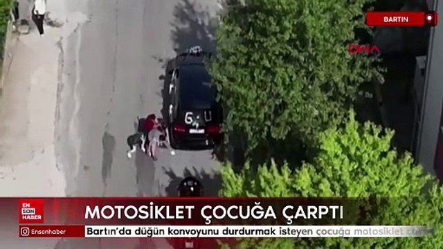 Bartın’da düğün konvoyunu durdurmak isteyen çocuğa motosiklet çarptı