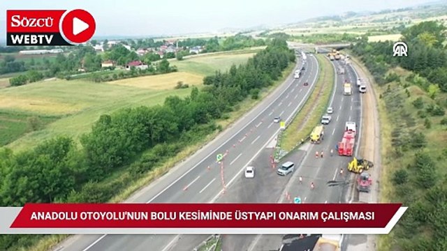 Anadolu Otoyolu'nun Bolu kesiminde üstyapı onarım çalışması başladı