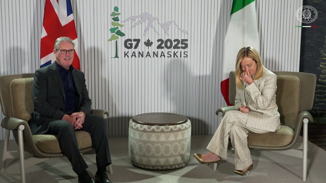 Calgary (Canada - Vertice G7 2025, Meloni con il Primo Ministro del Regno Unito Starmer (16.06.25)