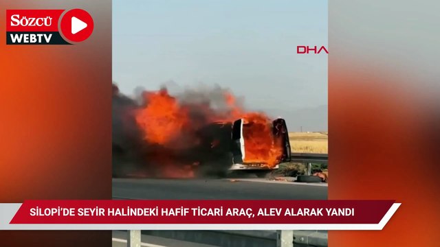 Silopi’de seyir halindeki hafif ticari araç, alev alarak yandı