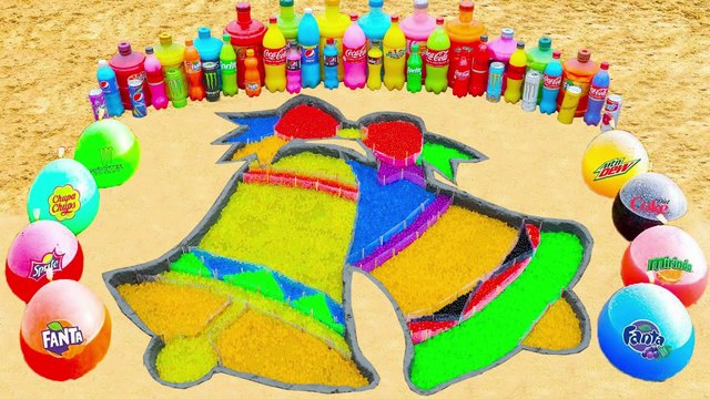 How to make Rainbow Christmas Bells with Orbeez, Balloons Fanta, Coca-Cola, Mentos & Popular Sodas