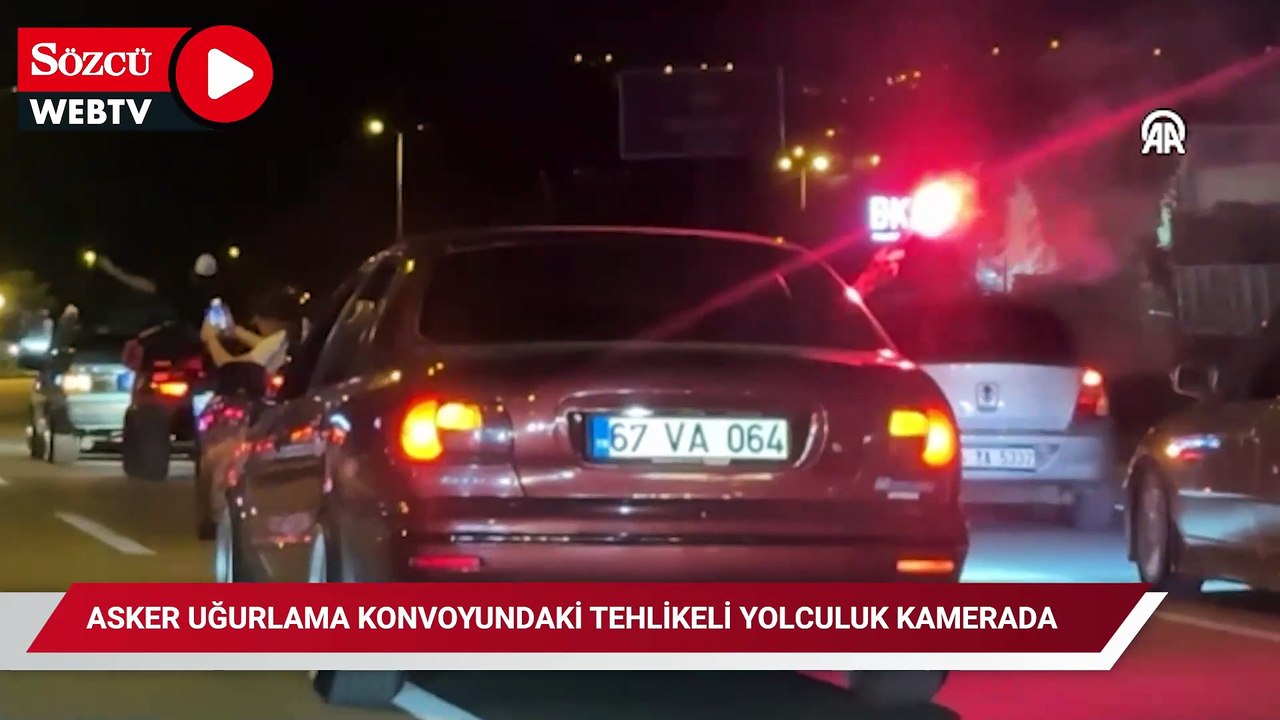 Asker uğurlama konvoyundaki tehlikeli yolculuk kamerada