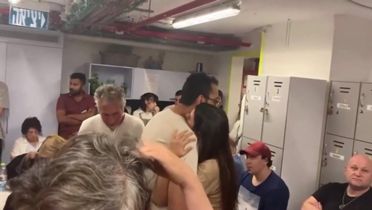Watch: Israelis huddle in Tel Aviv bomb shelter before deadly Iran missile strike