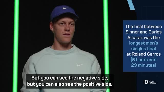 Sinner looking at the positives from 'tough' French Open final loss