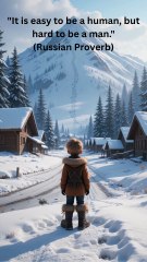 (Russian Proverb) It is easy to be a human, but hard to be a man.