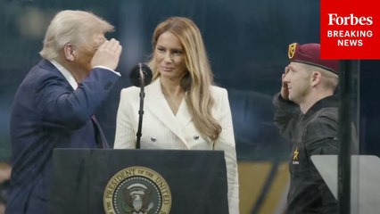 President Trump Is Presented Flag From U.S. Army Golden Knights