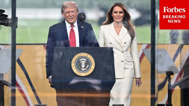 President Trump & First Lady Melania Trump Arrive At U.S. Army 250th Birthday Parade