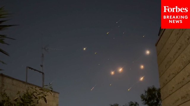 Iranian Missiles Fired At Israel Seen In The Sky Above Jerusalem