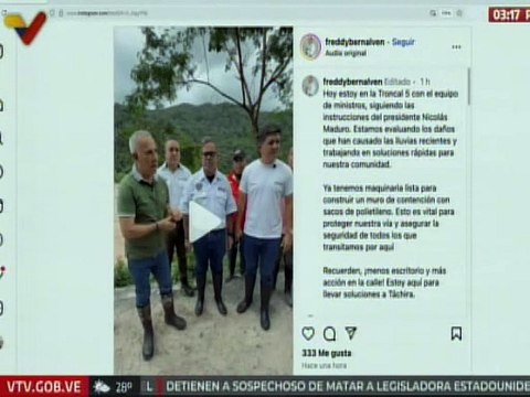 Gobierno Bolivariano evalúa daños causados por fuertes precipitaciones en el estado Táchira