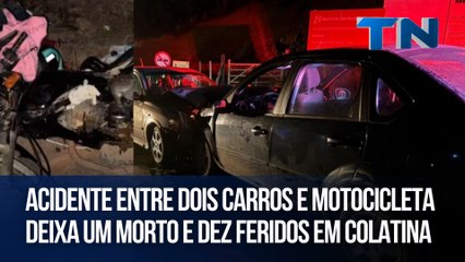 Acidente entre dois carros e motocicleta deixa um morto e dez feridos em Colatina