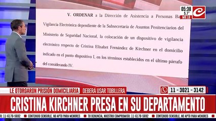 Cristina presa con tobillera electrónica y visitas limitadas