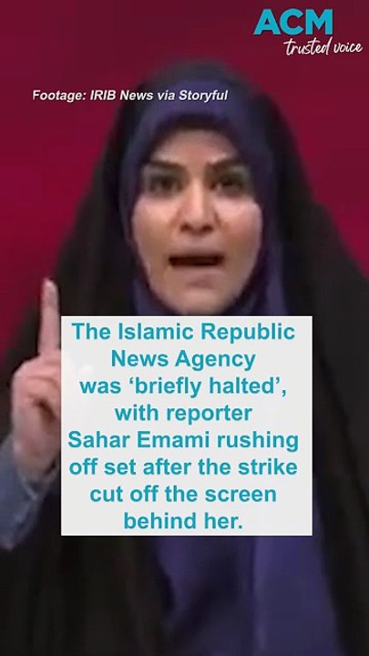 Iranian news anchor rushes off screen after Israeli airstrike knocks out studio feed