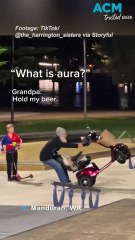 'Whose gramps is this?': man performs tricks on mobility scooter at skate park