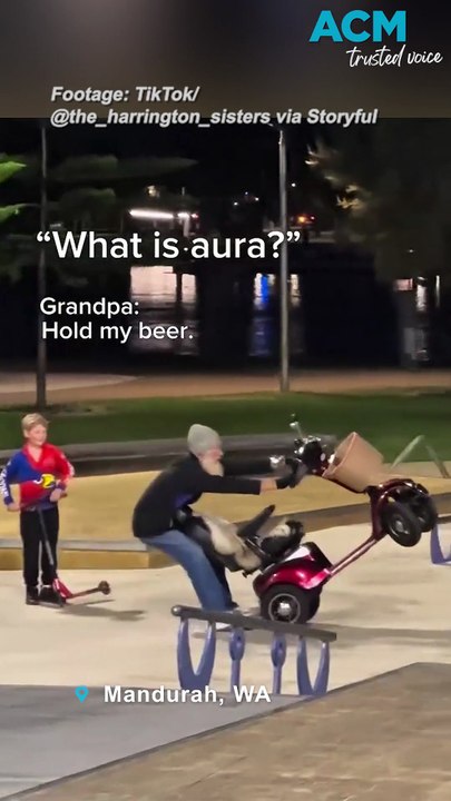 'Whose gramps is this?': man performs tricks on mobility scooter at skate park