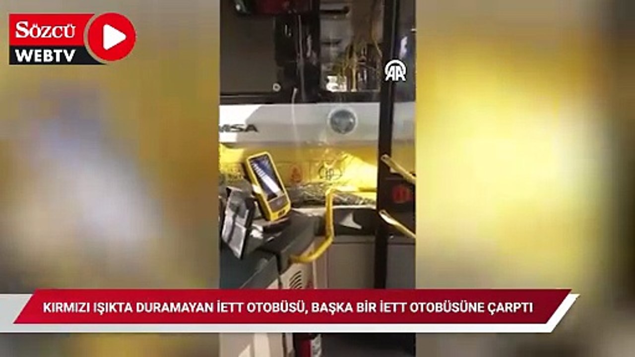 Üsküdar'da kırmızı ışıkta duramayan İETT otobüsü, başka bir İETT otobüsüne çarptı
