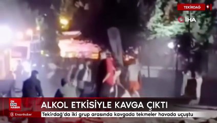 Tekirdağ'da iki grup arasında kavgada tekmeler havada uçuştu