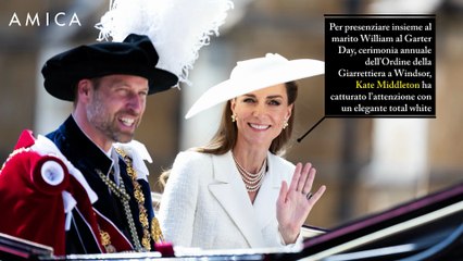 Kate Middleton sceglie (di nuovo) un total white per la sfilata Garter Day