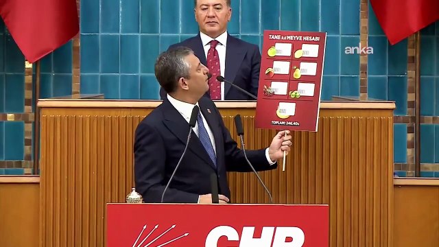 Özgür Özel: 1 tane elma 26 lira, 1 tane şeftali 38 lira, 8 tane kiraz 80 lira. Bu memleketi bu hale sen getirdin Erdoğan sen