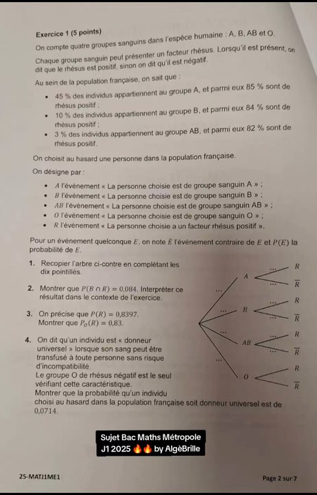 Le sujet Bac de Maths Métropole J1 tombé le 17/06/25 à 14h.#bacmath #bac #baccalauréat #bacdemaths #bac2025