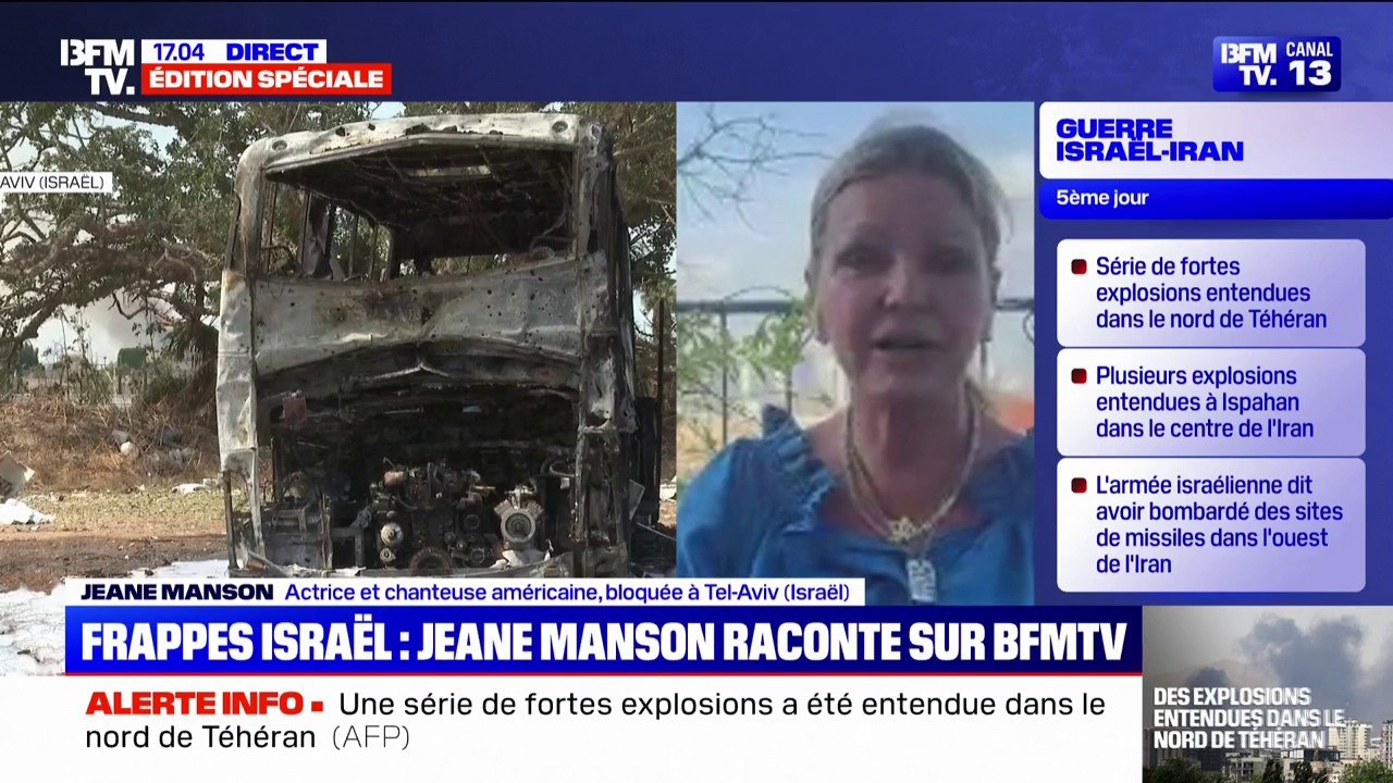 "C'était un choc pour nous tous", témoigne Jeane Manson, actrice et chanteuse américaine, bloquée à Tel-Aviv (Israël) au cœur du conflit