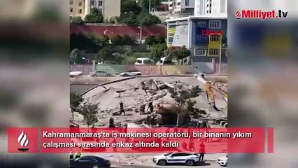 İş makinesi operatörü, yıktığı binanın altında kaldı