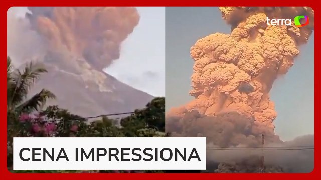 Vulcão entra em erupção na Indonésia e moradores registram ‘nuvem gigante’