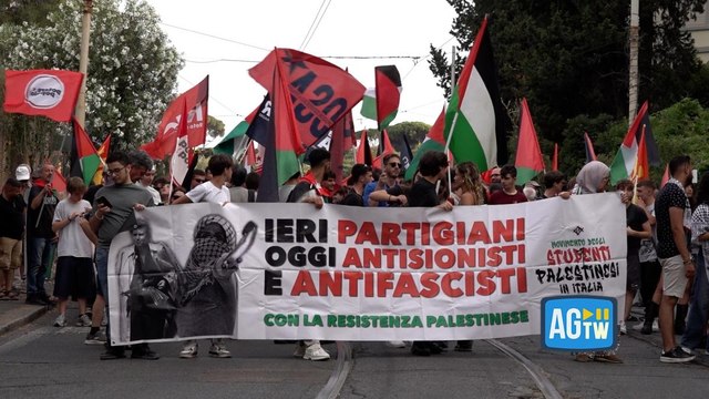 Manifestazione per la Palestina nei pressi dell'ambasciata di Israele a Roma