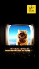 Thumbs-Up Cat Outside the Airplane Window